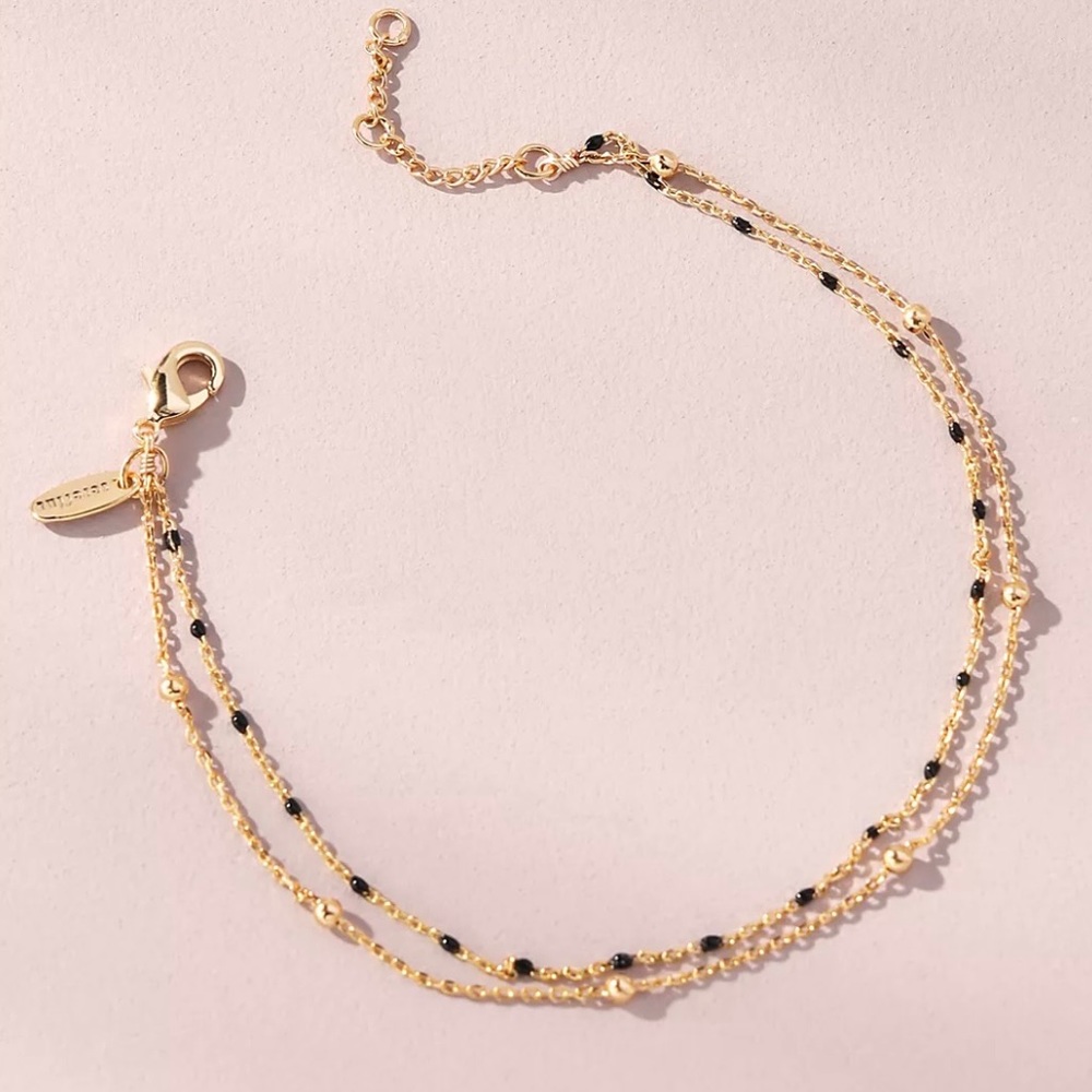 Anthropologie Delicate Jeweled Double-Chain Bracelet